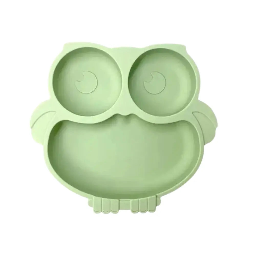 Assiette bébé en silicone avec ventouses - Design hibou Picnicdouille