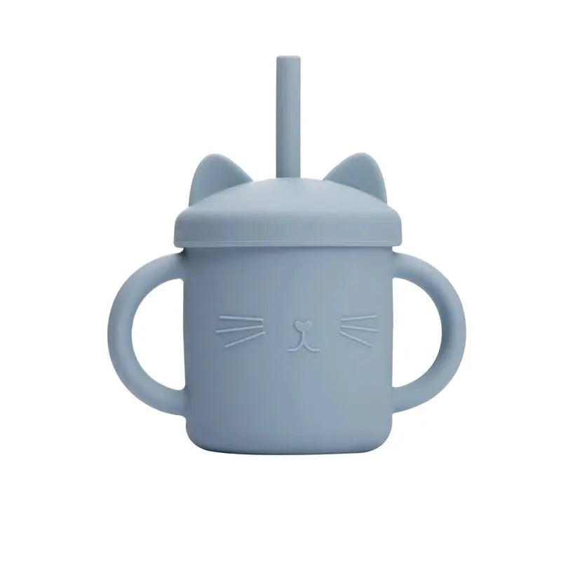 Tasse bébé en silicone avec paille - Modèle chat - Picnicdouille