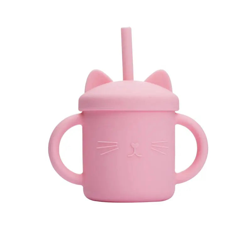 Tasse bébé en silicone avec paille - Modèle chat - Picnicdouille