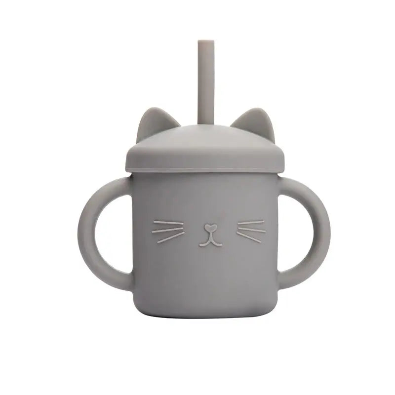 Tasse bébé en silicone avec paille - Modèle chat - Picnicdouille