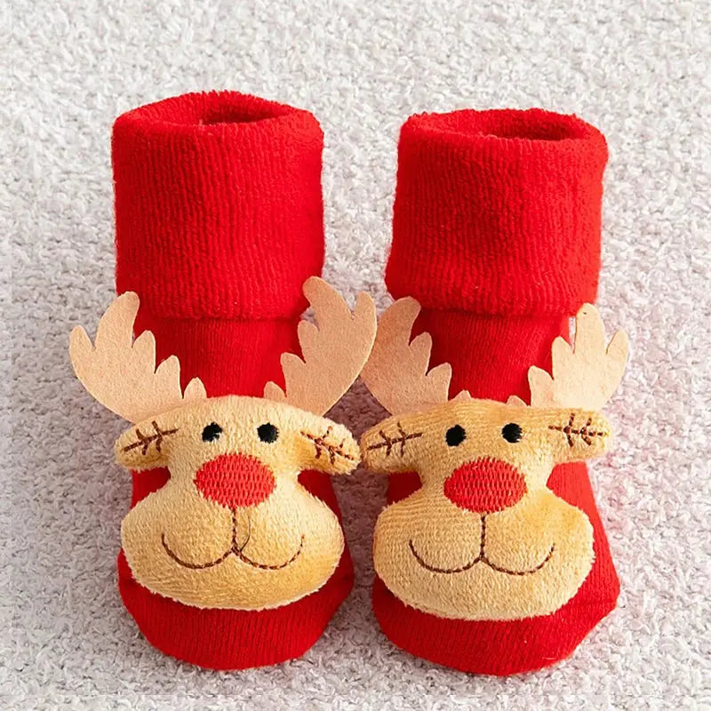 Kids Children's Socks for Girls Boys Non-slip Print Cotton Toddler Baby Christmas Socks for Newborns Infant Short Socks Clothing Picnicdouille