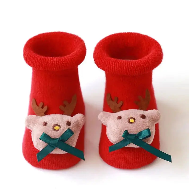 Kids Children's Socks for Girls Boys Non-slip Print Cotton Toddler Baby Christmas Socks for Newborns Infant Short Socks Clothing Picnicdouille