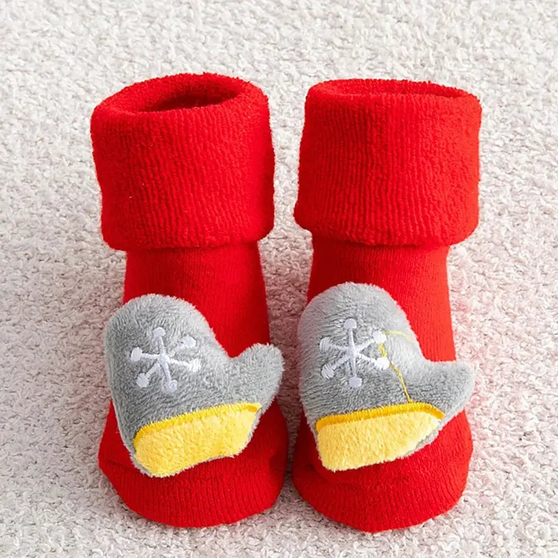 Kids Children's Socks for Girls Boys Non-slip Print Cotton Toddler Baby Christmas Socks for Newborns Infant Short Socks Clothing Picnicdouille