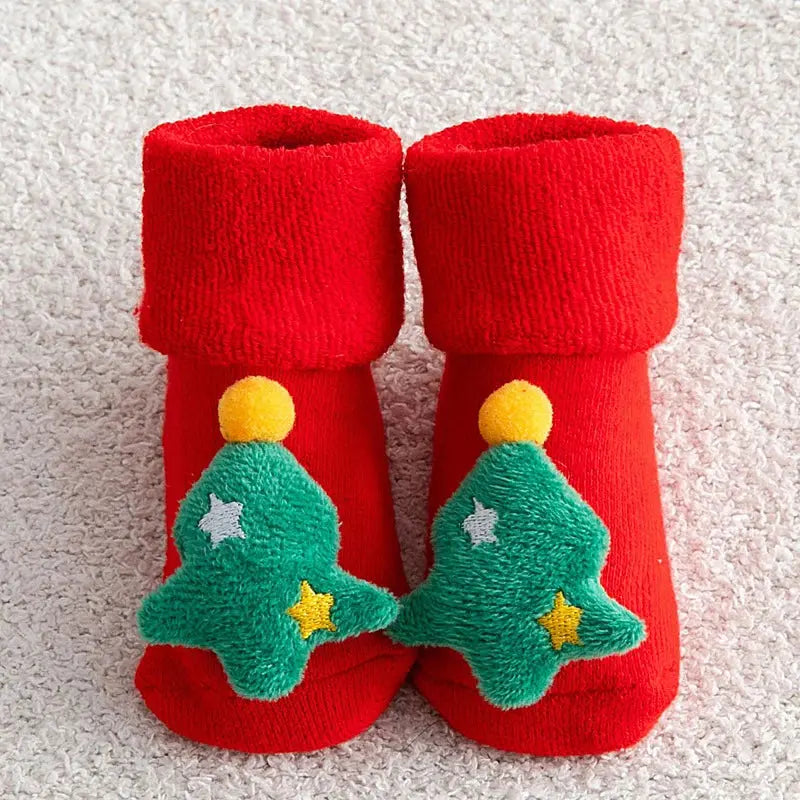 Kids Children's Socks for Girls Boys Non-slip Print Cotton Toddler Baby Christmas Socks for Newborns Infant Short Socks Clothing Picnicdouille