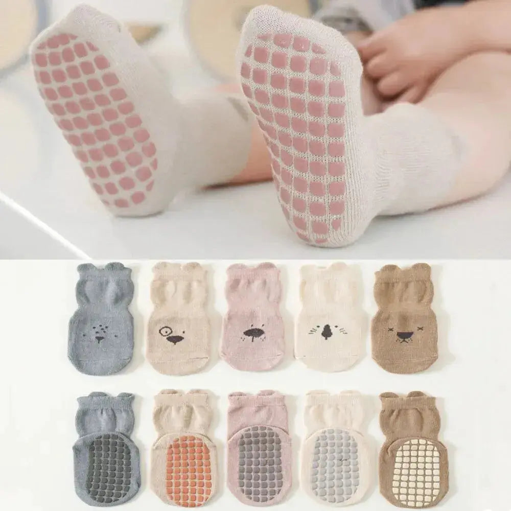 3Pairs/Lot Cartoon Baby Socks Infant Newborn Anti-Slip Cotton Floor Socks For Girls Boys Cute Unisex Rubber Grips Toddler Socken Picnicdouille