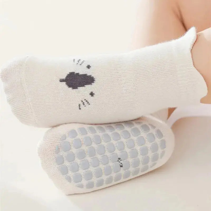 3Pairs/Lot Cartoon Baby Socks Infant Newborn Anti-Slip Cotton Floor Socks For Girls Boys Cute Unisex Rubber Grips Toddler Socken Picnicdouille