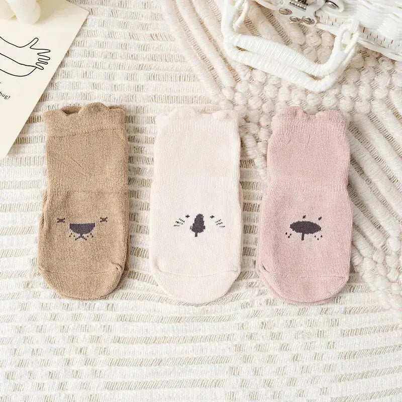 3Pairs/Lot Cartoon Baby Socks Infant Newborn Anti-Slip Cotton Floor Socks For Girls Boys Cute Unisex Rubber Grips Toddler Socken Picnicdouille