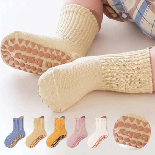 3Pairs/Lot Cotton Baby Anti-slip Socks For Boys Girls Low Cut Floor Kids Toddler Sock With Rubber Grips Socken For 0-6Years Picnicdouille